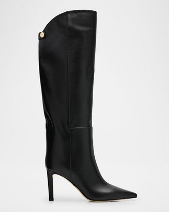 Jimmy Choo London Alizze 85 Leather Knee-High Boots