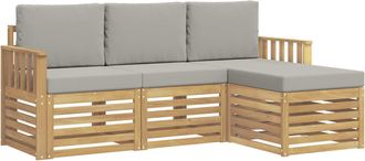 vidaXL Conjunto De Sof&aacute;s De Exterior 4 Uds. Blanco Y Gris Claro Vidaxl