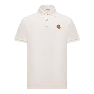 Moncler Logo Patch Cotton Piquet Polo Shirt - male - Moncler - Polo Shirts - White - XL - Tops