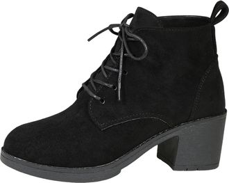 Generic Ankle Boots For Women Uk Side Zipper Comfy Lace Up Solid Color Shoe Textile Lined Pull On Womens Ankle Boot Waterproof Suede Chunky Block Heel Shoes L