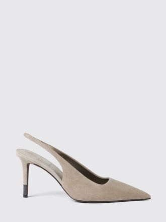 Brunello Cucinelli Slingback in camoscio con dettaglio monile