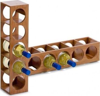 ZELLER Botellero De Bamb&uacute; Natural Para 5 Botellas Marr&oacute;n