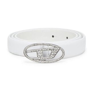 Diesel Crystal Logo Strass Riem - Dames - Riemen - Wit - 85 CM - Accessoires