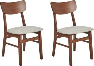 Beliani Set of 2 Dining Chairs ANOKA Wood Brown/ Beige