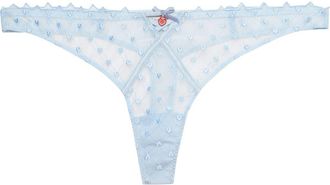 Fleur du Mal Love Lock Embroidered Thong in Forget Me Not at Nordstrom, Size 5