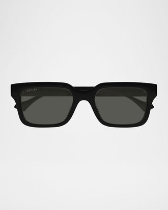 Gucci Men & apos;s Transparent Rectangle Sunglasses
