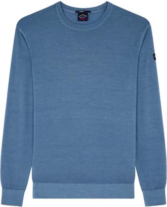Paul & Shark Merino wollen gebreide trui - Heren - Ronde hals truien - Blauw - XL - Wol - Truien & Vesten