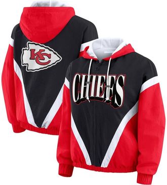 WEAR by Erin Andrews Womens WEAR by Erin Andrews Red/Black Kansas City Chiefs Retro Crinkle Full-Zip Hoodie Windbreaker at Nordstrom, Size Xx-Large