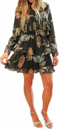 Alberto Makali Palm Tiered Dress With Belt In Black