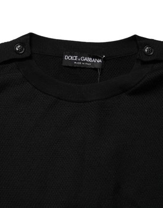 Dolce & Gabbana Mens Crew Neck Long Sleeve Sweater Black Cotton Silk