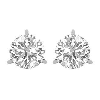 Diamond2Deal 14k Gold 1.50Ct Round Lab Grown Diamond Stud Earrings 3 Prong