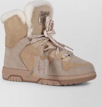 Off-white leather high-top sneakers