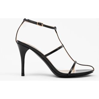 Mi-Mai Gupta Patent Leather Heeled Sandals in Black at Nordstrom, Size 10
