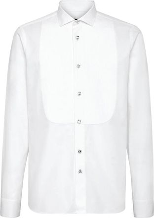 Philipp Plein Shirt Black Tie - Heren - Zakelijke Overhemden - Wit - 2XL - Katoen - Overhemden