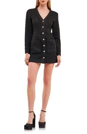endless rose Textured Long Sleeve Dress in Black at Nordstrom Rack, Size X-Small