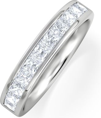 The Diamond Store Eterna Lab Diamond Princess Cut Half Eternity Ring 1.00ct F/VS in 9K White Gold