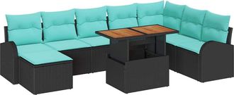 vidaXL Conjunto De Sof&aacute; De Jard&iacute;n 9 Uds. Negro Polirat&aacute;n Vidaxl