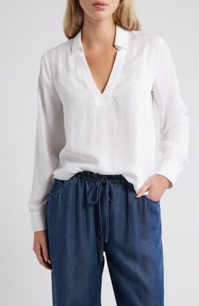 Cloth & Stone Long Sleeve Popover Top in White at Nordstrom Rack, Size Large