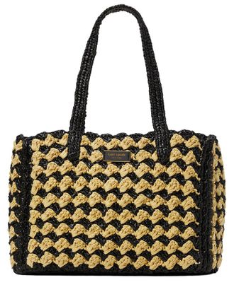 Kate Spade New York Kate Spade New York High Tide Striped Crochet Raffia Medium Tote