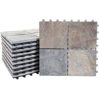 Hhg Baldosa 142, baldosa balc&oacute;n/terraza piedra natural, 11x c/u 30x30cm = 1m&sup2;, color granito