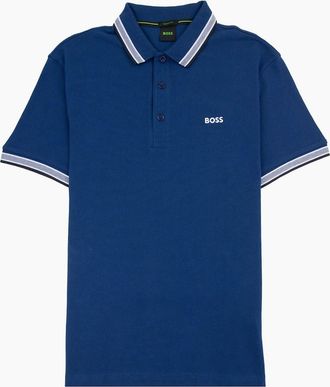 HUGO BOSS Mens Hugo Boss Embroidered Logo Paddy Polo Blue 435 - Navy - Size: 42