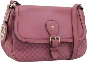 Gucci Pre-owned Vintage Micro Small GG Canvas Shoulder Bag - Dames - Pre-owned - Roze - Maat: ONE Size Leer