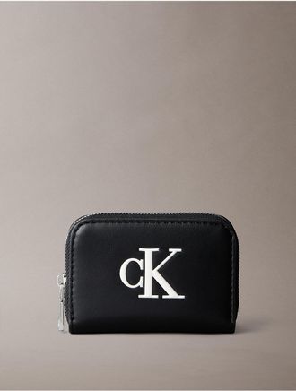 Calvin Klein Womens Bold Monogram Medium Zip Wallet - Black
