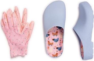 Muk Luks Garden Clog and Glove Set in Chicken Party at Nordstrom, Size Medium