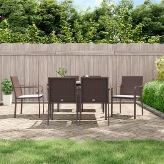 vidaXL Juego Comedor Jard&iacute;n 7 Piezas Y Cojines Rat&aacute;n Sint&eacute;tico Y Acero Vidaxl