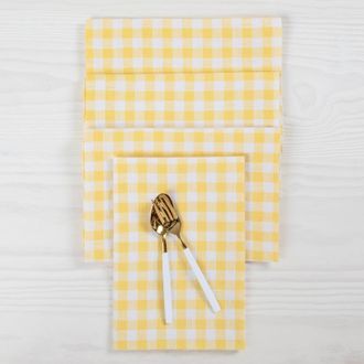 Solino Home Linen Dinner Napkins - Gingham Check, 20 x 20 in Marigold Yellow at Nordstrom, Size Large