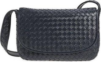 Bottega Veneta Veneto Intrecciato Leather Messenger Bag in Midnight/silver at Nordstrom