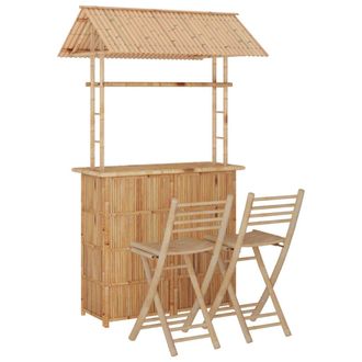 vidaXL Juego De Bar De 3 Piezas De Bamb&uacute; Vidaxl