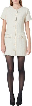 endless rose Button Tweed Minidress in Ivory at Nordstrom, Size Small