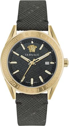 Versace Black Leather Dress Mens Watch