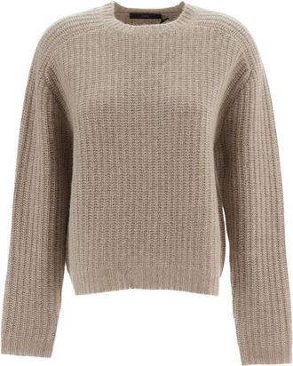 arch4 Nisha Rib-Knit Trui - Dames - Ronde hals truien - Beige - XS - Kasjmier - Truien & Vesten
