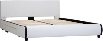 vidaXL Estructura De Cama Con Cajones Piel Sint&eacute;tica Blanca 140x200 Cm Vidaxl