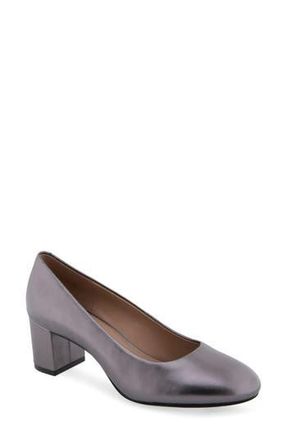 Aerosoles Ebel Block Heel Pump - Wide Width Available in Gunmetal Metallic Leather at Nordstrom Rack, Size 10.5
