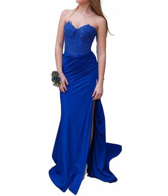 La Femme Strapless Prom Dress In Royal Blue