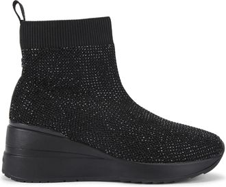 Carvela Womens High Rise Sock Boots - Black Fabric - Size UK 4