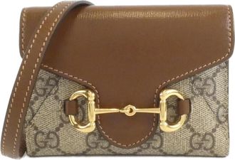 Gucci Beige Brown Gg Supreme Chain/Shoulder Wallet (Pre-Owned)