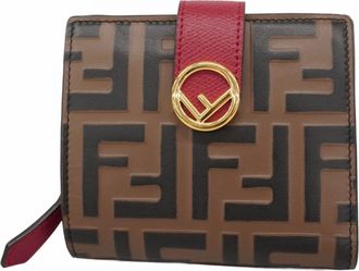 Fendi Brown Red Color Leather Wallet (Bi-Fold) (Pre-Owned)