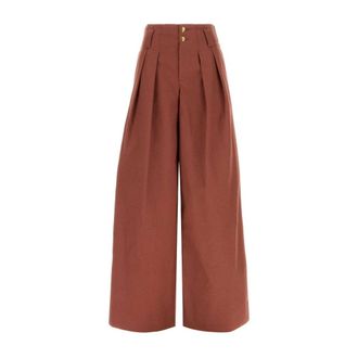 Chlo&eacute; Wide-Leg Trousers - female - Chlo&eacute; - Wide Trousers - Red - 2XS - Trousers