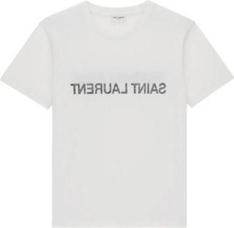 Saint Laurent Reverse Logo T-shirt - Heren - T-shirts - Wit - XL - Katoen - Tops