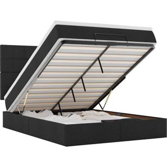 vidaXL Estructura Cama Otomana Colch&oacute;n Tela Negro 140x200cm Vidaxl