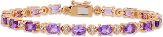 Mimi & Max 7 1/5ct TGW Oval-Cut Amethyst and Diamond Accent Tennis Bracelet in Rose Silver - 7.25in