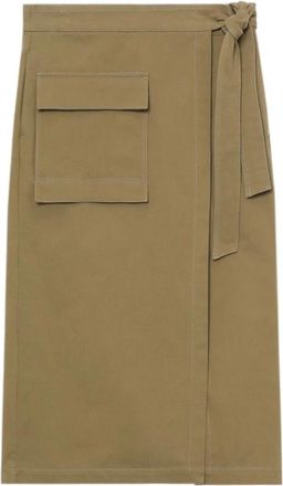 Closed Midi-rok met katoen en strikceintuur - Dames - Midirokken - Beige - M - Katoen - Rokken