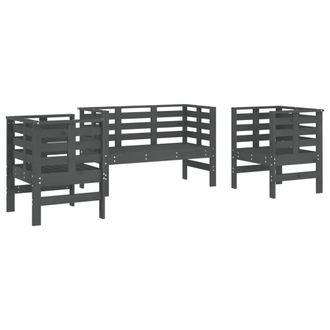 vidaXL Juego De Muebles De Jard&iacute;n 3 Pzas Madera Maciza De Pino Gris Vidaxl