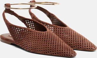 Jil Sander Perforated suede slingback flats