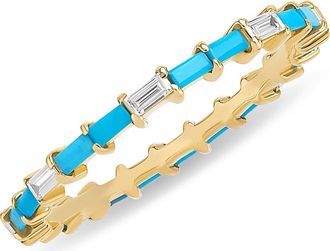 Lana Jewelry Turquoise & Diamond Baguette Ring in Yellow Gold at Nordstrom, Size 7