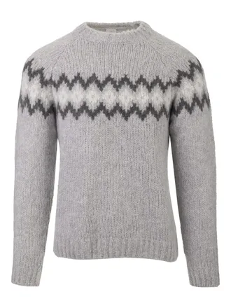 Eleventy Trui met jacquard - Grijs